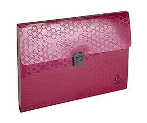 Exacompta - Réf. 58410E - 1 trieur valisette en polypropylène recyclé Maïa - fermeture par bouton poussoir - 13 compartiments - dim 33 x 25 cm pour format A4 - couleurs aléatoires