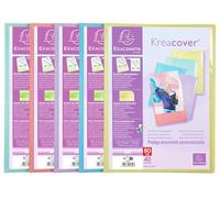 Exacompta - Réf. 5849E - Carton de 10 Protège-documents personnalisable Kreacover Pastel - 40 pochettes cristal lisse - 80 vues - pour A4 - dim 24x32cm - couverture en polypro semi-rigide