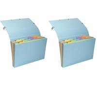 Exacompta - Réf. 58560E - 1 pochette trieur Aquarel en carte multicolore pastel 12 compartiments - fermeture par élastiques - format 34x24,5cm pour documents format A4 - couleurs aléatoires (Lot de 2)