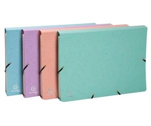 Exacompta - Réf. 58560E - Carton de 4 pochettes trieur Aquarel en carte multicolore pastel 12 compartiments - fermeture par élastiques - format 34x24,5cm pour documents format A4 - assorties