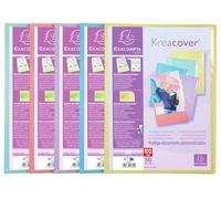 Exacompta - Réf. 5859E - Carton de 10 Protège-documents personnalisable Kreacover Pastel - 50 pochettes cristal lisse - 100 vues - pour A4 - dim 24x32cm - couverture en polypro semi-rigide