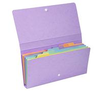 Exacompta - Réf. 58660E - 1 pochette trieur Aquarel en carte multicolore pastel 6 compartiments - fermeture par élastiques - format 26x13 cm pour documents format 24x11 cm - couleurs aléatoires