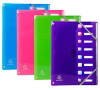 Exacompta - Réf. 58680E - Carton de 8 trieurs Iderama PP - dos extensible - avec élastiques et fenêtres découpées - en polypropylène - 8 compartiments - dim 24x32 cm - pour A4 - assorties