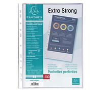 Exacompta - Réf. 59110E - Sachet de 100 pochetttes perforées Premium en Polypropylène grainé Epaisseur 8/100ème - Perforation universelle 11 trous - Format à classer A4 - Incolore