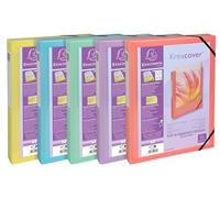Exacompta - Réf. 59279E - 5 boites de classement avec élastiques Kreacover Pastel - en polypropylène - dos 4 cm - dimensions 25 x 33 cm - pour format A4 - livrées montées