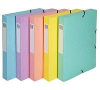 Exacompta Boîte de classement A4 Aquarel - Lot de 8 - Dos 4 cm - Carte lustrée - Assortis pastel