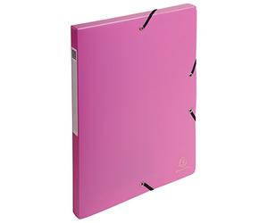 Exacompta - Réf. 59604E - 1 boite de classement avec élastiques Opak - en polypropylène - dos 2,5 cm - dimensions 25 x 33 cm - pour format A4 - couleur rose - livrée montée