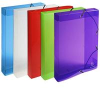 Exacompta Boîtes de classement Exabox 8 boîtes Crystal avec élastiques polypropylène dos 40 mm A4