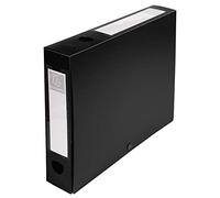 Exacompta - Réf. 59631E - 10 boîtes d'archives à pression en PP opaque - Dos 60 mm - Porte étiquettes sur les 2 faces - Pour format A4 - Dim 25 x 33 cm - Couleur noir - livrées à plat