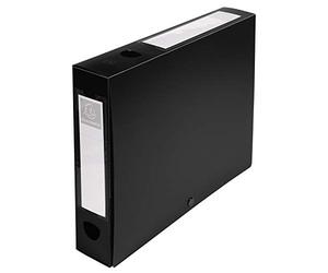 Exacompta - Réf. 59631E - 10 boîtes d'archives à pression en PP opaque - Dos 60 mm - Porte étiquettes sur les 2 faces - Pour format A4 - Dim 25 x 33 cm - Couleur noir - livrées à plat
