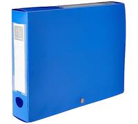 Exacompta - Réf. 59632E - 1 Boîte d'archives à pression en polypropylène opaque - Dos 60 mm - Porte étiquettes sur les 2 faces - Pour format A4 - Dimensions 25 x 33 cm - Couleur bleu - livrée à plat