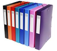 Exacompta - Réf. 5970E - 8 boites de classement avec élastiques Opak - en polypropylène - dos 4 cm - dimensions 25 x 33 cm - pour format A4 - couleurs assorties - livrées montées