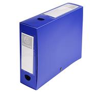 Exacompta - Réf. 59832E - 1 Boîte d'archives à pression en polypropylène opaque - Dos 80 mm - Porte étiquettes sur les 2 faces - Pour format A4 - Dimensions 25 x 33 cm - Couleur bleu - livrée à plat