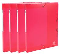 Exacompta - Réf. 59875E - 4 boites de classement avec élastiques Chromaline - en polypropylène - dos 2,5 cm - dimensions 25 x 33 cm - pour documents au format A4 - couleur rouge - livrées montées