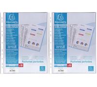 Exacompta - Réf. 5990E - Sachet de 10 pochettes perforées Polypropylène lisse - Epaisseur 9/100ème - Perforation universelle 11 trous - Format à classer A4 maxi ou 24x32cm vertical - incolore
