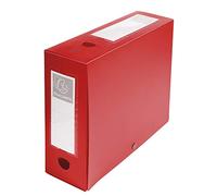 Exacompta - Réf. 59935E - 1 Boîte d'archives à pression en polypropylène opaque - Dos 100 mm - Porte étiquettes sur les 2 faces - Pour format A4 - Dimensions 25 x 33 cm - Couleur rouge - livrée à plat