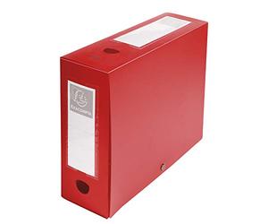 Exacompta - Réf. 59935E - 10 boîtes d'archives à pression en PP opaque - Dos 100 mm - Porte étiquettes sur les 2 faces - Pour format A4 - Dimensions 25 x 33 cm - Couleur rouge - livrée à plat