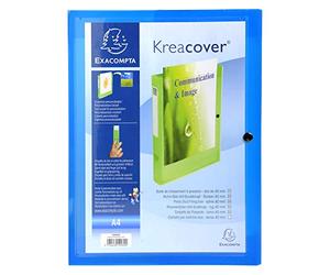 Exacompta - Réf. 59988E - 5 boites de classement avec fermeture à pression Kreacover - personalisable sur 1 face - en polypropylène translucide - dos 4 cm - dim 25x33 cm - pour A4 - couleur incolore