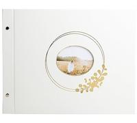 Exacompta - Réf. 60232E - Album photos à vis Ringflower blanc - 160 photos - 40 pages blanches - format 37 x 29 cm - couverture avec papier effet PU et fenêtre de personnalisation