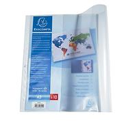 Exacompta - Réf. 6205E - Sachet 10 pochettes perforées en PP lisse 9/100ème - A3 pliées en A4 - Perforation universelle 11 trous - Formats à classer A4 et A3 - Incolore