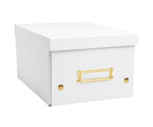 Exacompta Réf. 62258E Boîte Rangement Néo Déco A5 Blanc 20x26x15cm | Carton, Livrée à plat, Boutons pression, Facile à monter