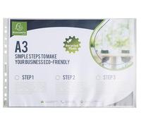 Exacompta - Réf. 6230E - Carton de 50 pochettes perforées A3 FOREVER - En polypropylène grainé recyclé - Epaisseur 9/100ème - Dimensions : 33 x 46,5 cm - Cristal translucide