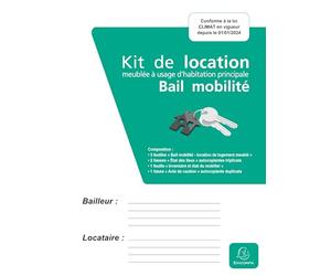 Exacompta - Réf. 63E - Carton de 10 kits de location - bail mobilité - 3 feuilles"Bail mobilité" - 2 liasses"Etat des lieux" - 1 feuille"Inventaire et état du mobilier - 1 liasse"Acte de caution"