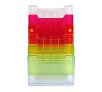 Exacompta - Réf. 64299D - 1 trieur mural - Format A4 horizontal - 6 compartiments profondeur de 26 mm - A fixer au mur - Dimensions : 11,35 x 32,7x 52,3 cm - Arlequin transparent glossy
