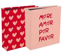 Exacompta - Réf. 65007E - Lot de 2 albums photos à pochettes LOVE - 60 pages - 60 photos 11x15cm - couverture imprimée motifs Love - 2 visuels - pochettes intérieures noires