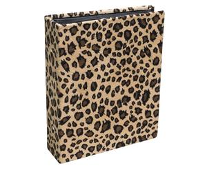 Exacompta - Réf. 65008E - Album photos à pochettes LEOPARD - 60 pages - 60 photos 11x15cm - format 14 x 16,5 cm - couverture rigide en tissu - pochettes intérieures en plastique sur fond noir