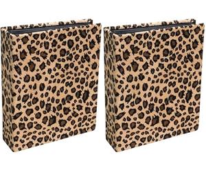 Exacompta - Réf. 65008E - Album photos à pochettes LEOPARD - 60 pages - 60 photos 11x15cm - format 14 x 16,5 cm - couverture rigide en tissu - pochettes intérieures en plastique sur fond noir