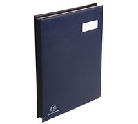 Exacompta - Réf. 654729E - 1 parapheur Fixapage - couverture en PVC expansé - système fixapage - 24 compartiments en carte rose avec 2 perforations - dim 24x32 cm - couleur bleu foncé