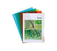 Exacompta - Réf. 660500E - Carton de 100 pochettes coin lisse PVC semi rigide 13/100ème - Format A4 avec encoche pour facilité l'ouverture - Couleurs assorties : bleu, cristal, jaune, rouge, vert