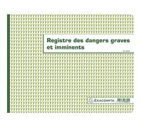 Exacompta - Réf. 6622E - 1 Registre des dangers graves et imminents conforme à la législation - Pour les réprésentants du C.S.E. - Format horizontal : 24 x 32 cm - 20 pages numérotées