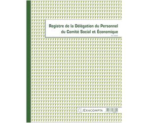 Exacompta - Réf. 6625E - 1 Registre de la Délégation du Personnel du C.S.E. (Comité Social Economique) conforme à la législation du travail - Format vertical : 32 x 24 cm - 30 pages