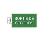 Exacompta - Réf. 67003E - 1 panneau adhésif SORTIE DE SECOURS - En PVC traité anti-dérapant et résistant aux UV - Dimensions du panneau : 20 x 11 cm - Coloris vert et blanc