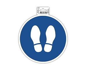 Exacompta - Réf. 67023E - 1 panneau rond autocollant OBLIGATION ARRET - En PVC traité anti-dérapant et résistant aux UV - Diamètre du panneau : 20 cm - Coloris bleu