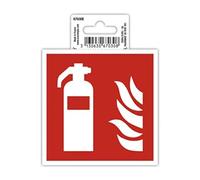Exacompta Panneau autocollant EXTINCTEUR Réf. 67030E PVC anti-dérapant résistant UV 10x10 cm rouge