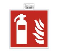 Exacompta - Réf. 67031E - 1 panneau autocollant EXTINCTEUR - En PVC traité anti-dérapant et résistant aux UV - Dimensions du panneau : 20 x 20 cm - Coloris rouge