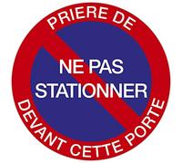 Exacompta - Réf. 67102E - 1 panneau rond PRIERE NE PAS STATIONNER DEVANT CETTE PORTE - En polypro traité anti-dérapant - Diamètre du panneau : 30 cm - coloris : fond bleu/bord rouge