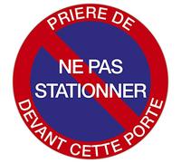 Exacompta - Réf. 67104E - 1 panneau rond PRIERE NE PAS STATIONNER DEVANT CETTE PORTE - Polypro traité anti-dérapant, résistant aux UV - Diamètre du panneau : 20 cm - coloris : fond bleu/bord rouge
