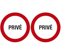 Exacompta - Réf. 67106E - 1 panneau rond PRIVÉ - En vinyle traité anti-dérapant et résistant aux UV - Diamètre du panneau : 20 cm - coloris : fond blanc/bord rouge (Lot de 2)