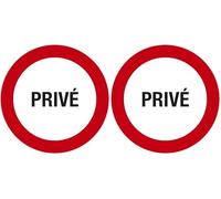 Exacompta - Réf. 67108E - 1 panneau rond PRIVÉ - En vinyle traité anti-dérapant et résistant aux UV - Diamètre du panneau : 30 cm - coloris : fond blanc/bord rouge (Lot de 2)