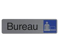 Exacompta - Réf. 67154E - 1 plaque de porte adhésive Bureau - Plaque murale imprimée de signalisation - Sur tous supports - Aspect aluminium brossé - Dimensions : 16,5 x 4,4 cm