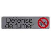 Exacompta - Réf. 67160E - 1 plaque de porte adhésive Défense de fumer - Plaque murale imprimée de signalisation - Sur tous supports - Aspect aluminium brossé - Dimensions : 16,5 x 4,4 cm