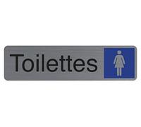 Exacompta Plaque signalétique adhésive Toilettes Dame - Rectangle gris/bleu