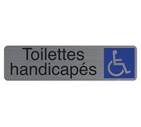 Exacompta Plaque signalétique adhésive Toilettes Handicapés - Rectangle Gris / Bleu