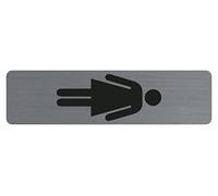 Exacompta - Réf. 67168E - 1 plaque de porte adhésive verticale Dame - Plaque murale imprimée de signalisation - Sur tous supports - Aspect aluminium brossé - Dimensions : 4,4 x 16,5 cm