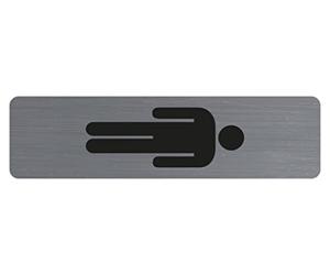 Exacompta - Réf. 67169E - 1 plaque de porte adhésive verticale Homme - Plaque murale imprimée de signalisation - Sur tous supports - Aspect aluminium brossé - Dimensions : 4,4 x 16,5 cm