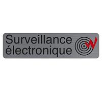 Exacompta Plaque signalétique adhésive Surveillance électronique - Rectangle Gris / Noir